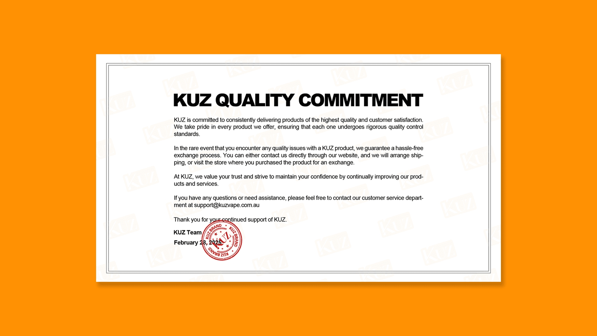 Kuzvape quality commitment